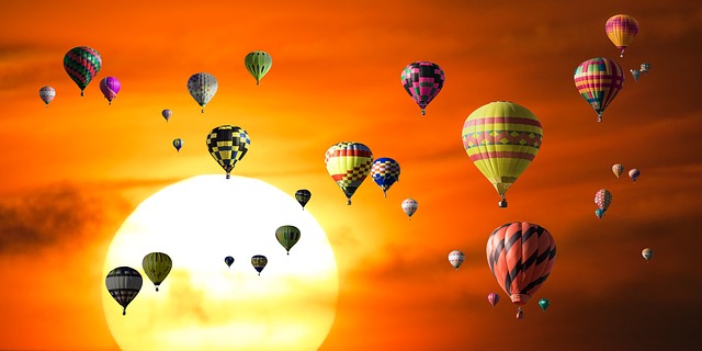 Hot air ballons at sunrise